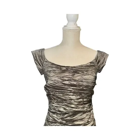 Alex Evenings Pewter Metallic Bandage Sheath Dress Size 10